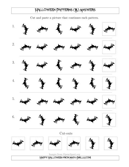 The Scary Halloween Picture Patterns with Rotation Attribute Only (B) Math Worksheet Page 2