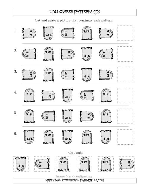 The Scary Halloween Picture Patterns with Rotation Attribute Only (D) Math Worksheet