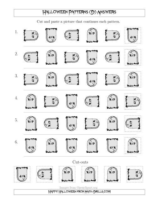 The Scary Halloween Picture Patterns with Rotation Attribute Only (D) Math Worksheet Page 2