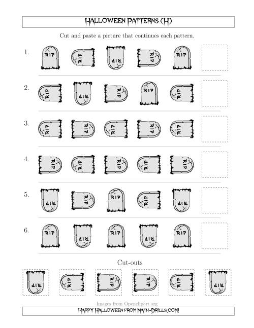 The Scary Halloween Picture Patterns with Rotation Attribute Only (H) Math Worksheet