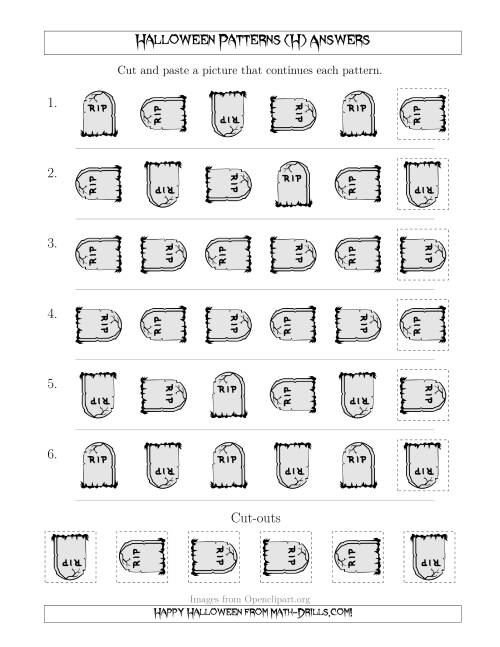 The Scary Halloween Picture Patterns with Rotation Attribute Only (H) Math Worksheet Page 2