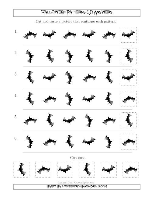 The Scary Halloween Picture Patterns with Rotation Attribute Only (J) Math Worksheet Page 2