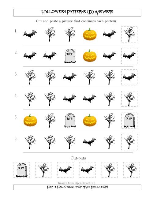 The Scary Halloween Picture Patterns with Shape Attribute Only (D) Math Worksheet Page 2