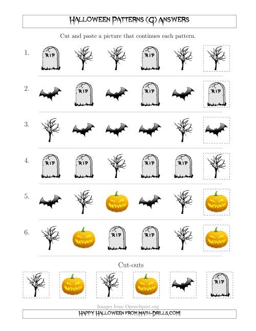 The Scary Halloween Picture Patterns with Shape Attribute Only (G) Math Worksheet Page 2