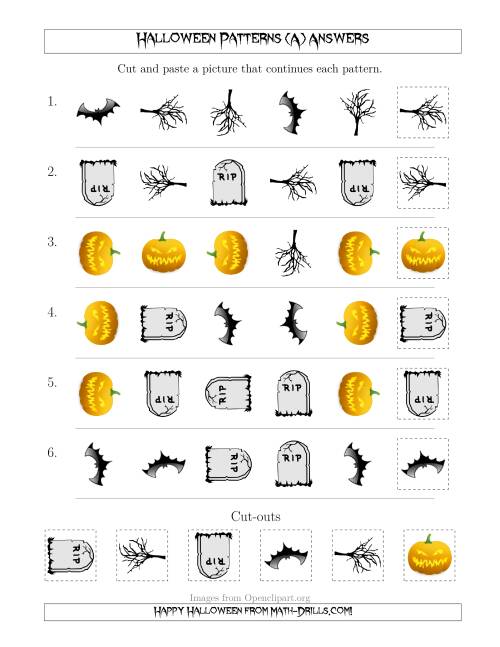 The Scary Halloween Picture Patterns with Shape and Rotation Attributes (A) Math Worksheet Page 2