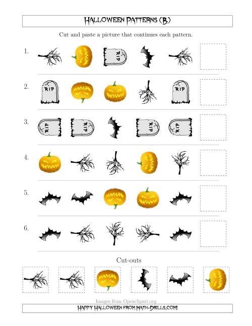 The Scary Halloween Picture Patterns with Shape and Rotation Attributes (B) Math Worksheet
