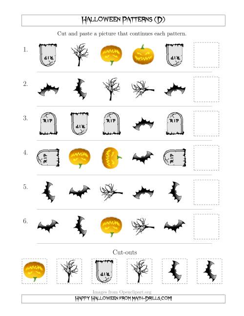 The Scary Halloween Picture Patterns with Shape and Rotation Attributes (D) Math Worksheet