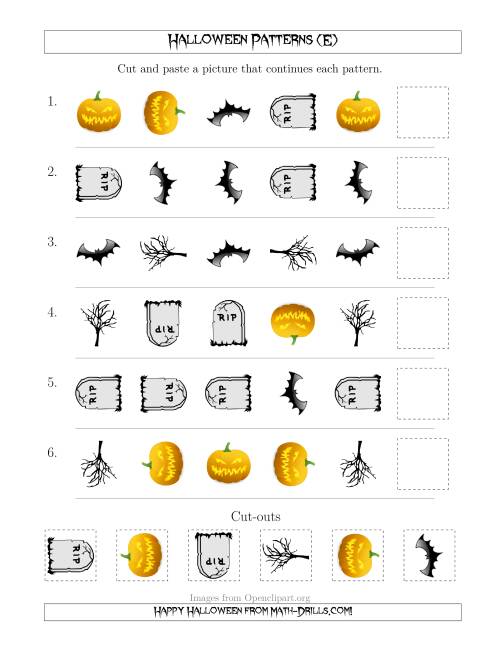 The Scary Halloween Picture Patterns with Shape and Rotation Attributes (E) Math Worksheet