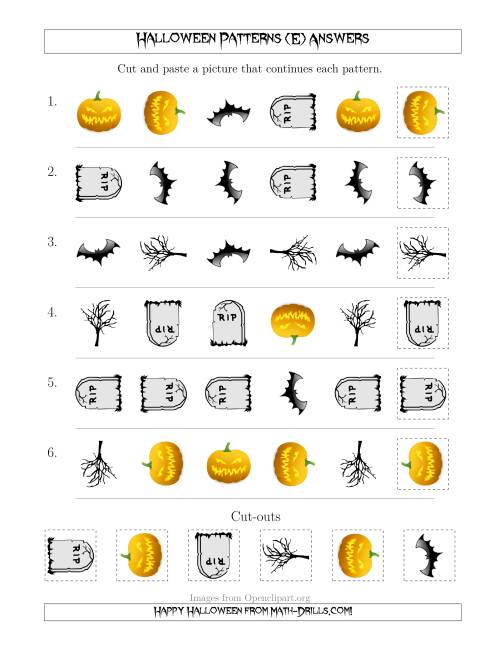 The Scary Halloween Picture Patterns with Shape and Rotation Attributes (E) Math Worksheet Page 2