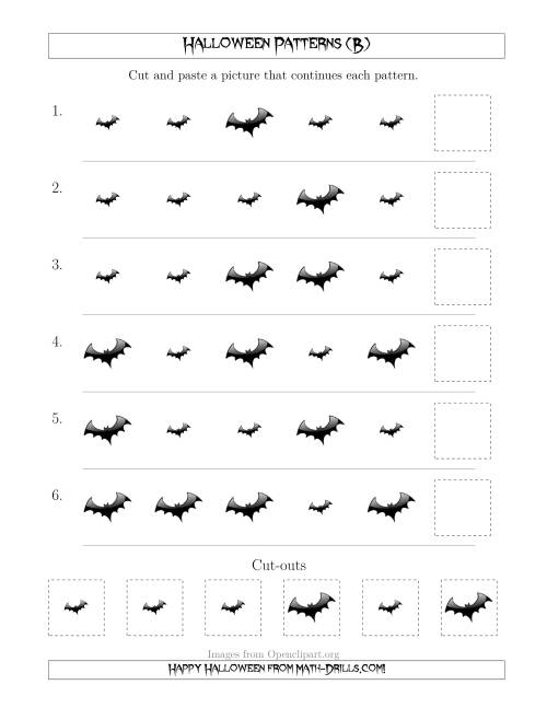 The Scary Halloween Picture Patterns with Size Attribute Only (B) Math Worksheet