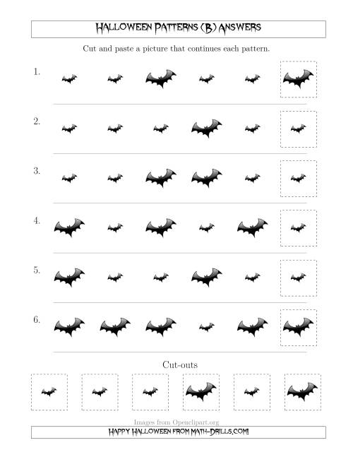 The Scary Halloween Picture Patterns with Size Attribute Only (B) Math Worksheet Page 2