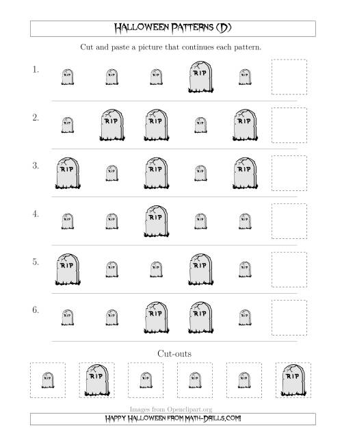 The Scary Halloween Picture Patterns with Size Attribute Only (D) Math Worksheet