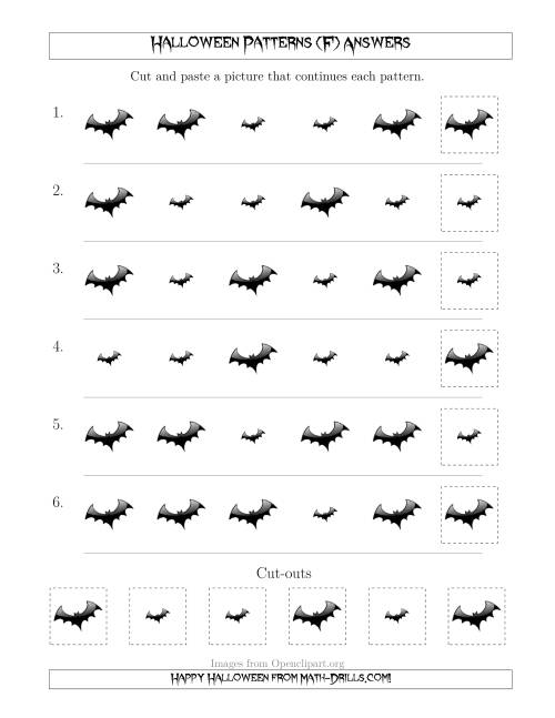 The Scary Halloween Picture Patterns with Size Attribute Only (F) Math Worksheet Page 2