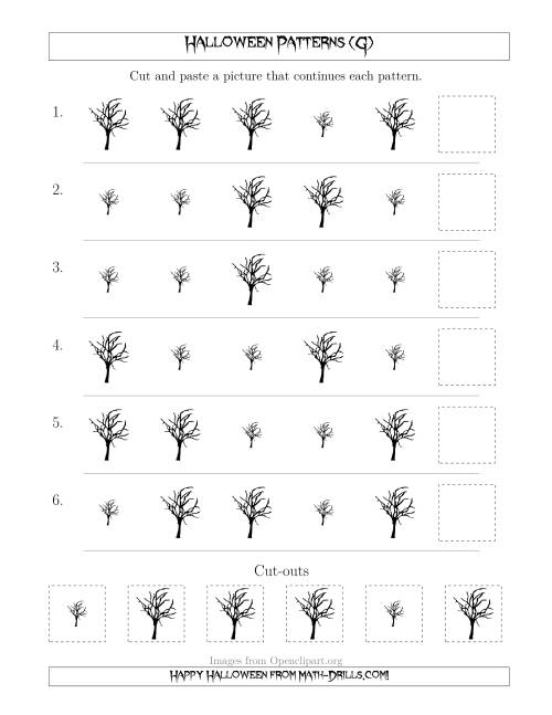 The Scary Halloween Picture Patterns with Size Attribute Only (G) Math Worksheet
