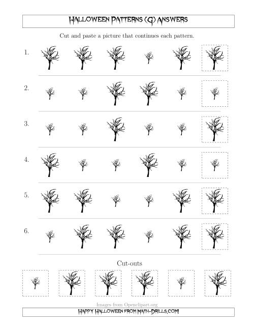 The Scary Halloween Picture Patterns with Size Attribute Only (G) Math Worksheet Page 2