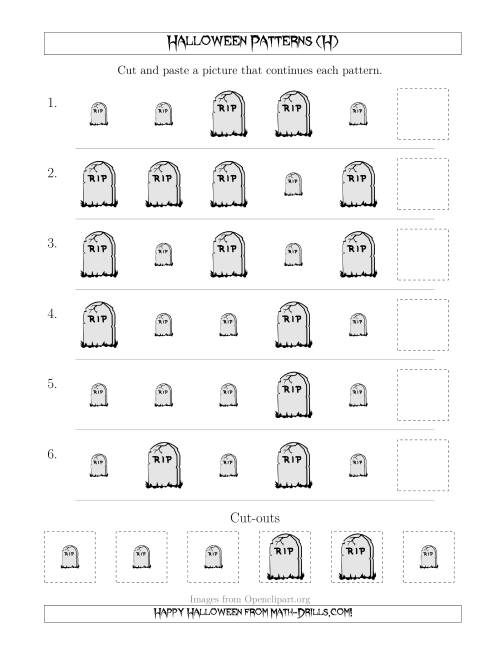 The Scary Halloween Picture Patterns with Size Attribute Only (H) Math Worksheet