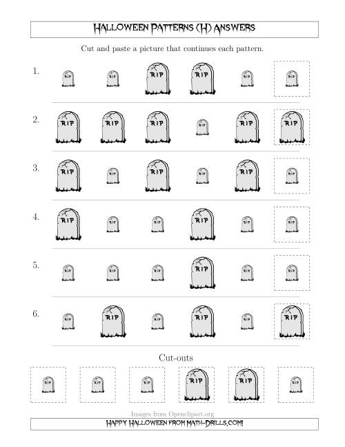 The Scary Halloween Picture Patterns with Size Attribute Only (H) Math Worksheet Page 2