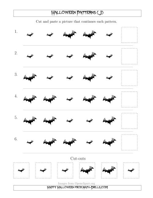 The Scary Halloween Picture Patterns with Size Attribute Only (J) Math Worksheet