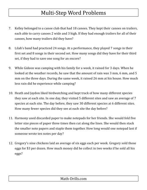 The Easy Multi-Step Word Problems Math Worksheet Page 2