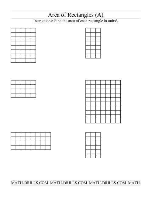 The Area of Rectangles Grid Form (A) Math Worksheet