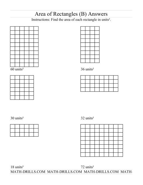 The Area of Rectangles Grid Form (B) Math Worksheet Page 2
