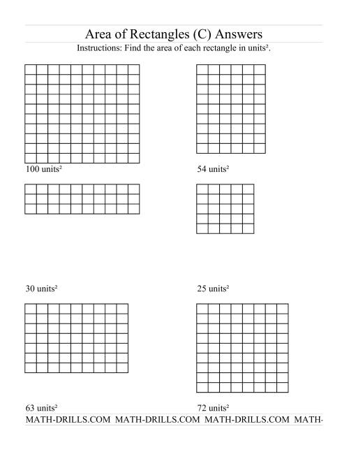 The Area of Rectangles Grid Form (C) Math Worksheet Page 2