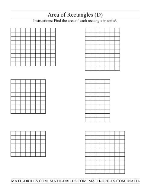 The Area of Rectangles Grid Form (D) Math Worksheet