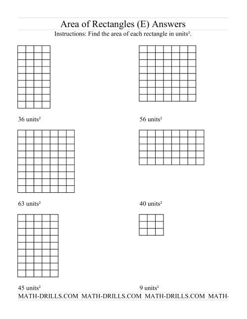 The Area of Rectangles Grid Form (E) Math Worksheet Page 2