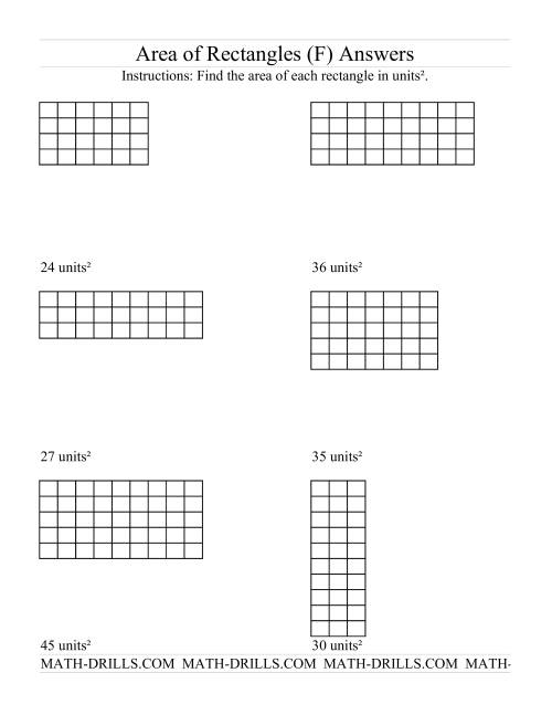 The Area of Rectangles Grid Form (F) Math Worksheet Page 2