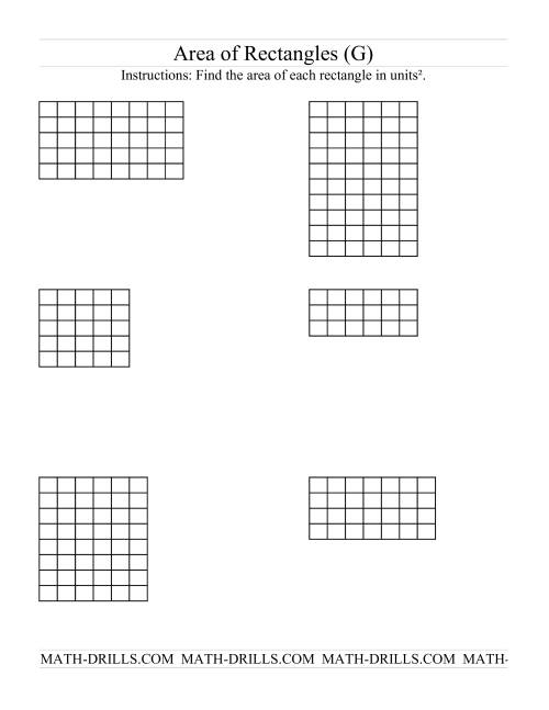 The Area of Rectangles Grid Form (G) Math Worksheet