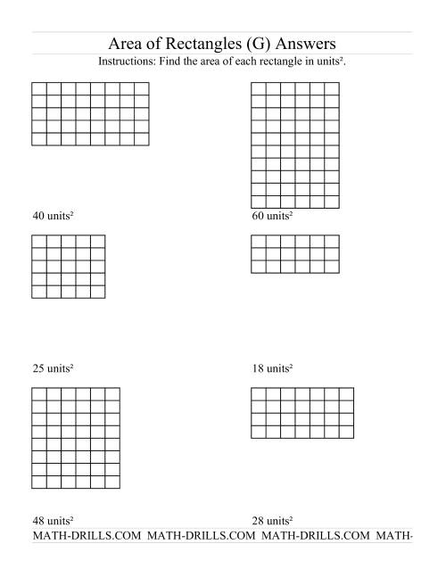 The Area of Rectangles Grid Form (G) Math Worksheet Page 2