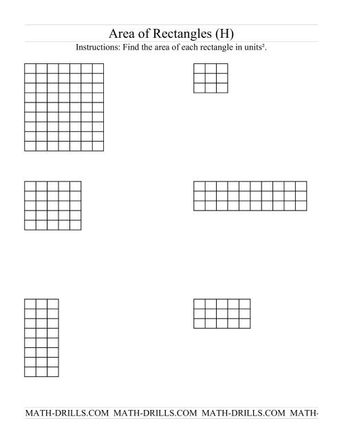 The Area of Rectangles Grid Form (H) Math Worksheet