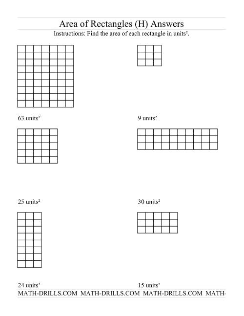 The Area of Rectangles Grid Form (H) Math Worksheet Page 2