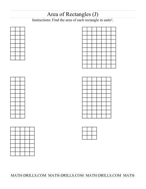 The Area of Rectangles Grid Form (J) Math Worksheet