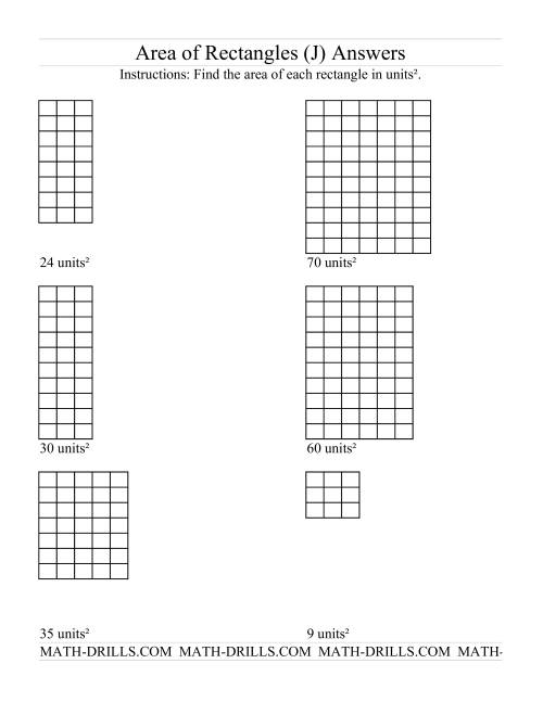 The Area of Rectangles Grid Form (J) Math Worksheet Page 2