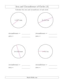 Calculate Circumference and Area of Circles