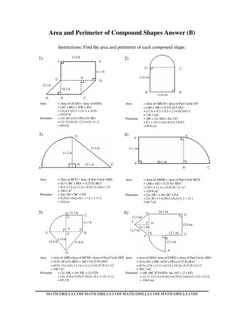 The Area and Perimeter of Compound Shapes (B) Math Worksheet Page 2