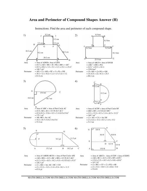 The Area and Perimeter of Compound Shapes (H) Math Worksheet Page 2
