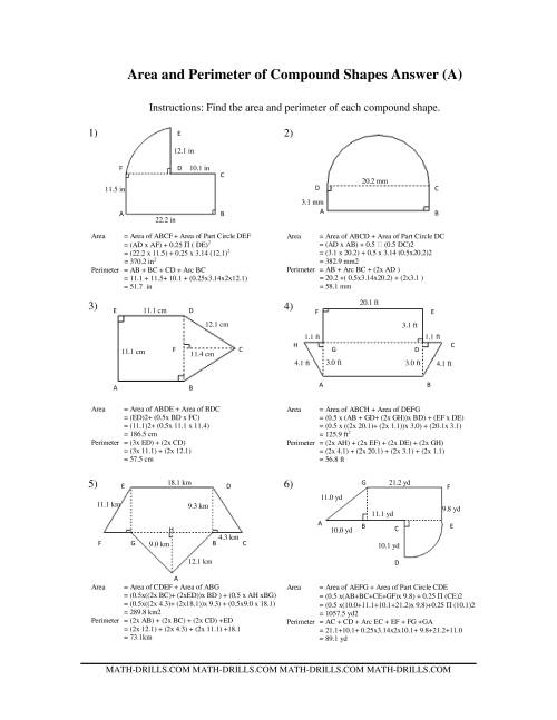 The Area and Perimeter of Compound Shapes (All) Math Worksheet Page 2