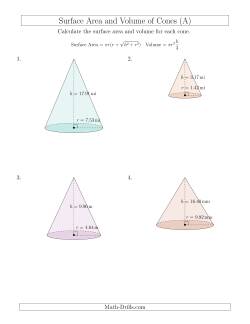 Volume and Surface Area of Cones (Two Decimal Places)