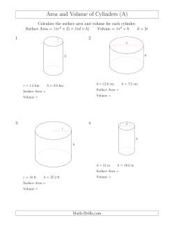 Calculating Surface Area and Volume of Cylinders
