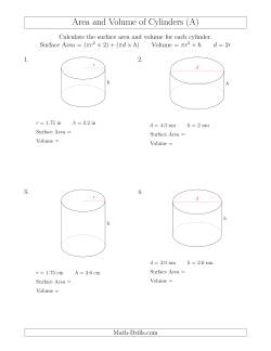 Calculating Surface Area and Volume of Cylinders with Small Numbers