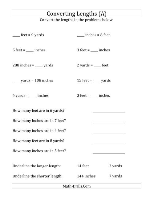 Inches To Feet Conversion Chart Printable