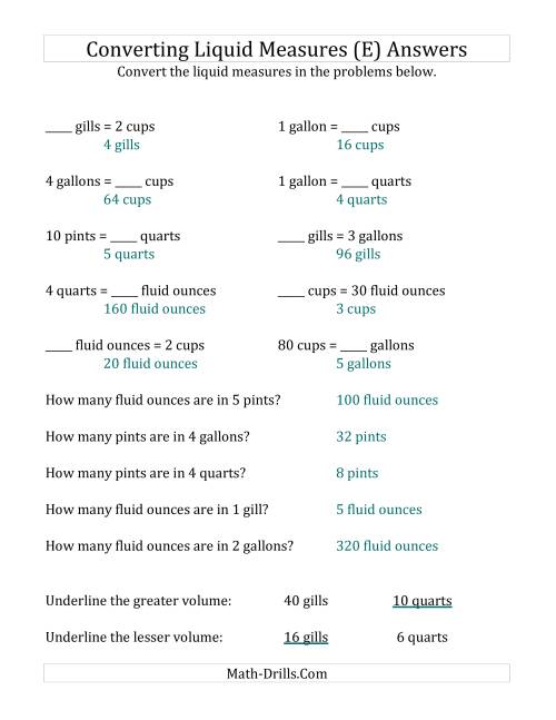 The Imperial Liquid Measurements Conversion (E) Math Worksheet Page 2