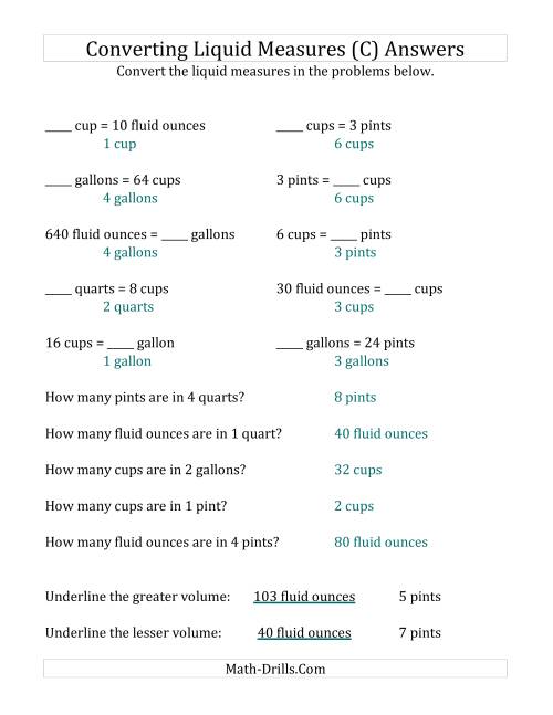 The Imperial Liquid Measurements Conversion (No Gills) (C) Math Worksheet Page 2