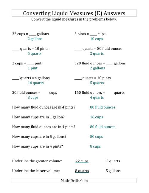The Imperial Liquid Measurements Conversion (No Gills) (E) Math Worksheet Page 2