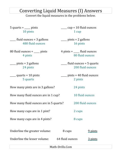 The Imperial Liquid Measurements Conversion (No Gills) (I) Math Worksheet Page 2