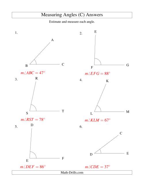 The Measuring Angles Between 5° and 90° (C) Math Worksheet Page 2