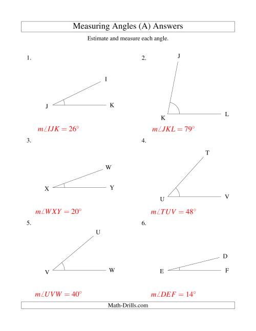 The Measuring Angles Between 5° and 90° (All) Math Worksheet Page 2