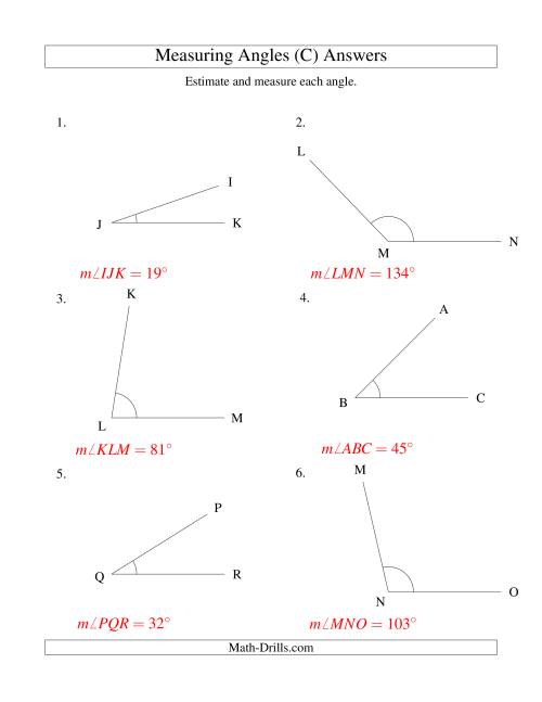 The Measuring Angles Between 5° and 175° (C) Math Worksheet Page 2
